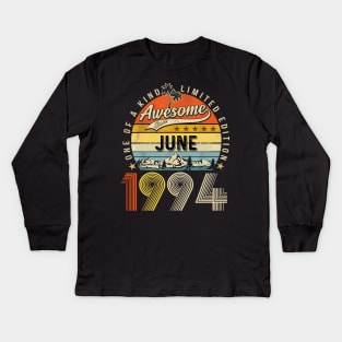 Awesome Since June 1994 Vintage 29th Birthday Kids Long Sleeve T-Shirt